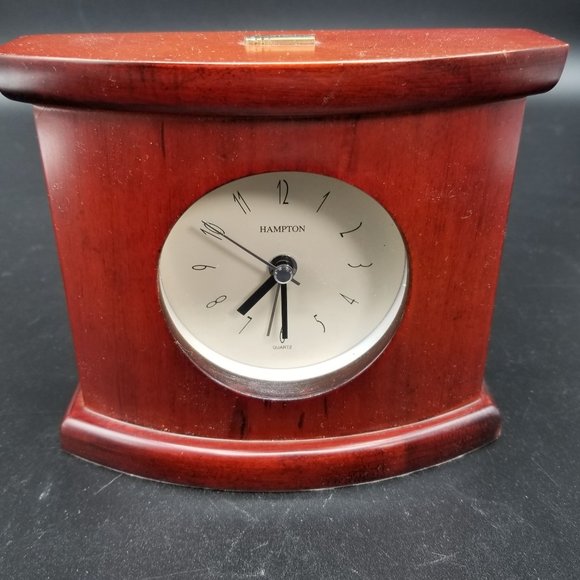 Hampton Quartz Wood Mantle Shelf Clock Time Medium Brown 4.50" WORKS - Picture 1 of 12